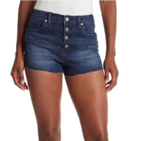 BLANKNYC Womens 27 High Waisted Button Fly Cutoff Denim Shorts NEW - Picture 1 of 12